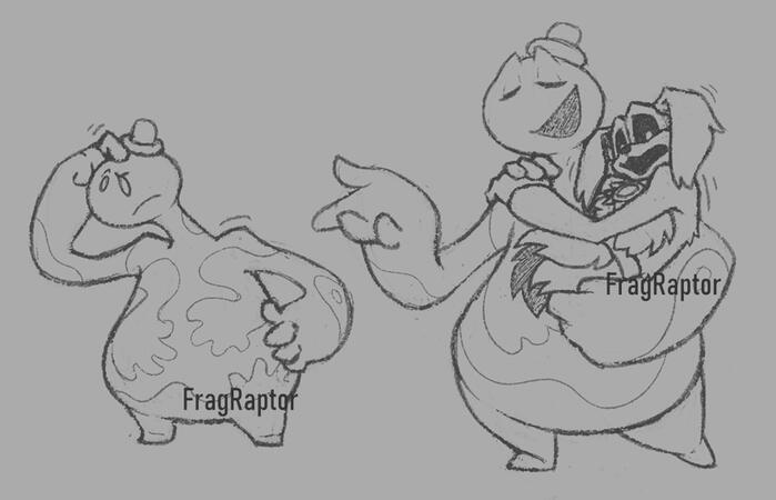 Fanart (sketch) of Doey the Doughman and Dogday from Poppy Playtime