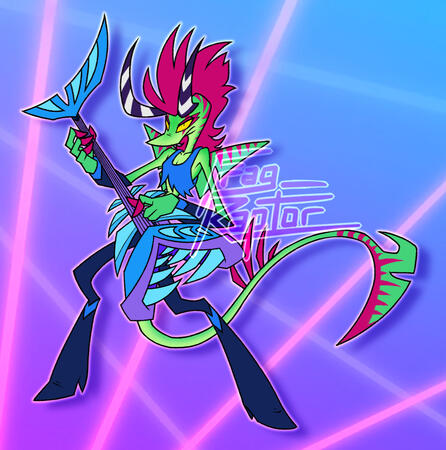 Ace, my imp OC for Helluva Boss. He&#39;s a hybrid between an imp+succubus and an imp+snake/shark demon.