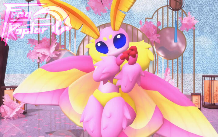 3D Model (VRChat Avatar) of my original design: The Minimoff, a chibi style anthro moth with the design &quot;Rosie Maple&quot;