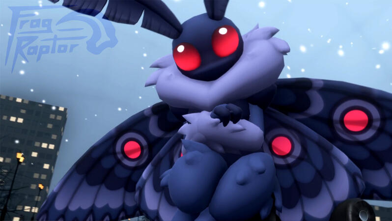3D Model (VRChat Avatar) of my original design: The Minimoff, a chibi style anthro moth with the design &quot;Mothman&quot;