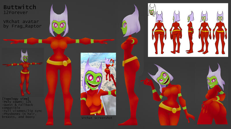 3D Model (VRChat Avatar) of &quot;The Buttwitch&quot; from 12 Forever