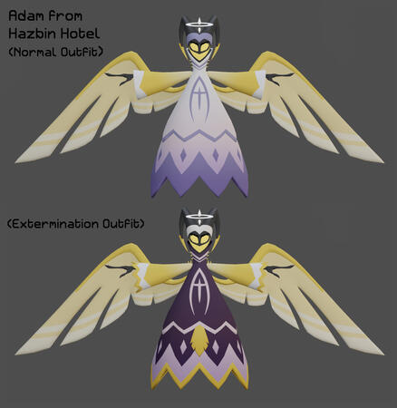 3D Model (VRChat Avatar) of Adam from Hazbin Hotel, with additional alternate outfit