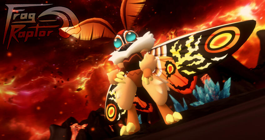 3D Model (VRChat Avatar) of my original design: The Minimoff, a chibi style anthro moth with the design &quot;Mothra&quot;